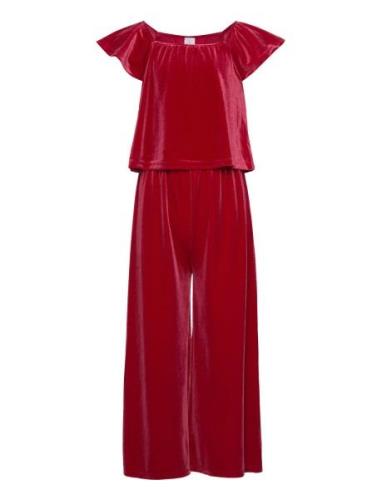 Lindex Jumpsuit Velvet Young Girl Röd