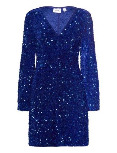 Vila Vibarina Wide Sleeve Glitter Dress Blå