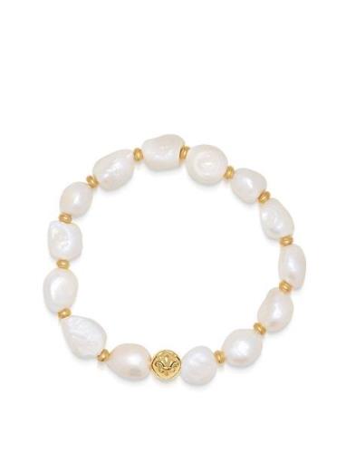 Nialaya Wristband With Baroque Pearl And Gold Vit