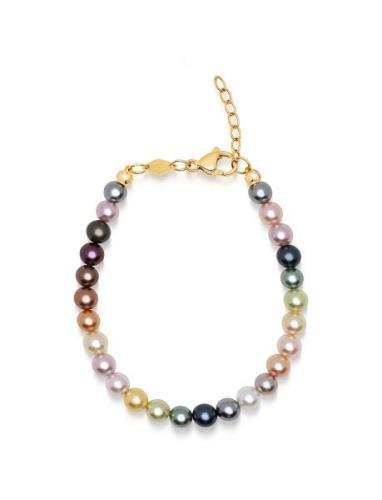 Nialaya Men's Pastel Pearl Bracelet Multi/patterned