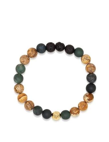 Nialaya Men's Wristband With Jasper, Lava St , Matte Aquatic Agate Mul...