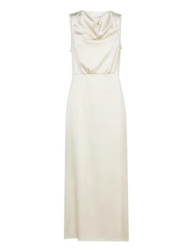 Vila Viravenna Waterfall S/L Maxi Dress-Noos Vit