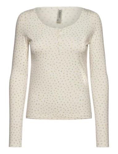 Lindex Top Ls Aop Flower Kräm