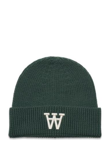 Double A By Wood Wood Vin Logo Beanie Grön