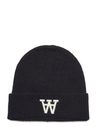 Double A By Wood Wood Vin Logo Beanie Svart