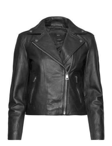 Mango Leather Biker Jacket Svart