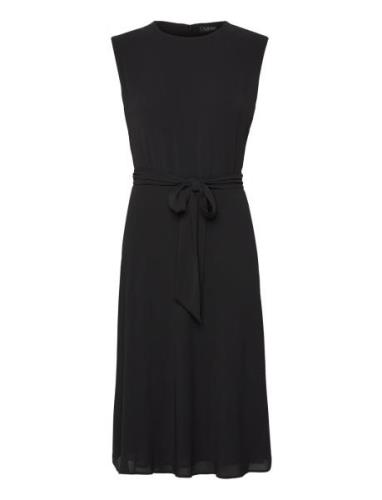 Lauren Ralph Lauren Belted Bubble Crepe Dress Svart