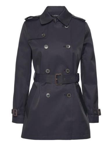 Lauren Ralph Lauren Belted Cotton-Blend Trench Coat Marinblå