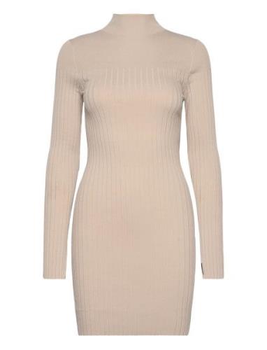 Calvin Klein Iconic Rib Mini Knit Dress Ls Beige