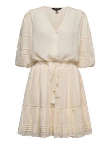 Lauren Ralph Lauren Cotton Crinkle-Dress Kräm