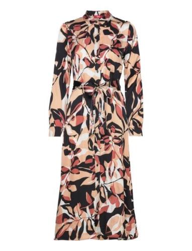 Esprit Collection Patterned Satin Dress Beige