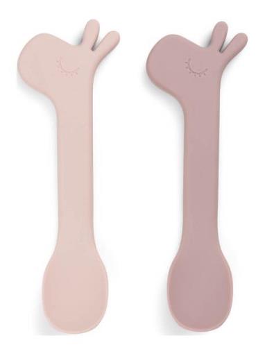 Silic Spoon 2-Pack Lalee Powder Home Meal Time Cutlery Pink D By Deer