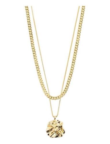 Pilgrim Willpower Curb & Coin Necklace, 2-In-1 Set Guld