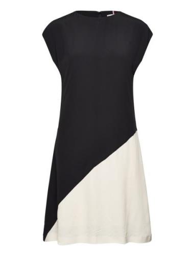 Tommy Hilfiger Viscose Blocked Knee Dress Svart