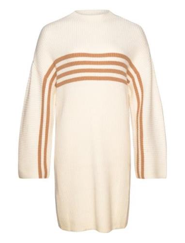 ONLY Carmakoma Carkatia Ls Stripe Mockneck Dress Knt Kräm