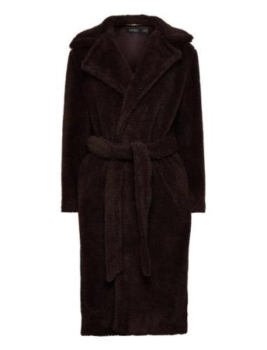 Lauren Ralph Lauren Belted Fleece Wrap Coat Brun