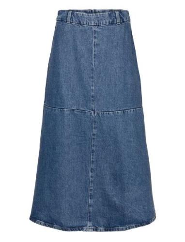 Mango A-Line Denim Skirt Blå