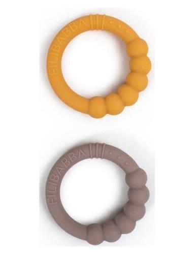 Filibabba Silic Teether Ring 2-Pack - Warm Grey + H Y Gold Multi/patte...