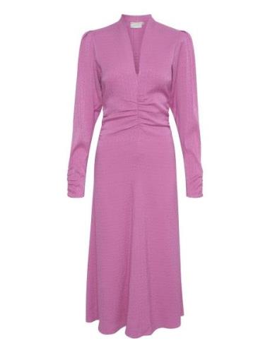 Gestuz Brinagz Midi V-Neck Dress Rosa