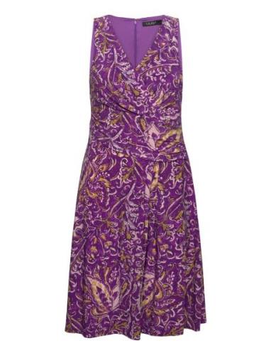 Lauren Ralph Lauren Print Surplice Jersey Sleeveless Dress Lila