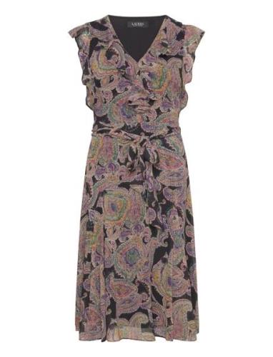 Lauren Ralph Lauren Paisley Belted Crinkle Georgette Dress Svart