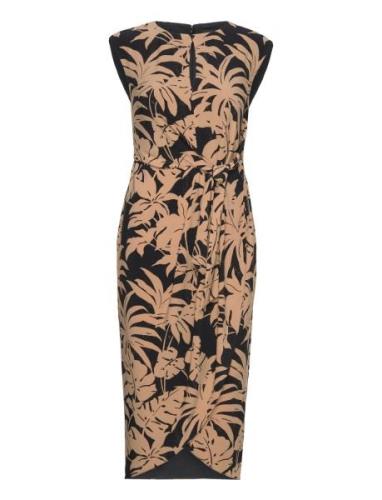 Lauren Ralph Lauren Palm Frond-Print Jersey Tie-Front Dress Svart