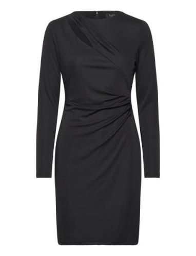 Lauren Ralph Lauren Pleated Stretch Jersey Cocktail Dress Svart