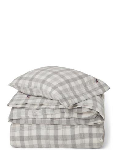 Gray Checked Cotton Flannel Bed Set Home Textiles Bedtextiles Bed Sets...
