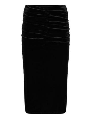 Vila Vivelida Hw Midi Velvet Skirt/Su Svart