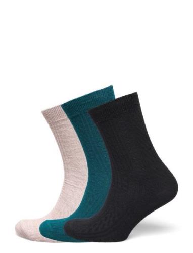 Lindex Sock 3 P Merino Cable Multi/patterned