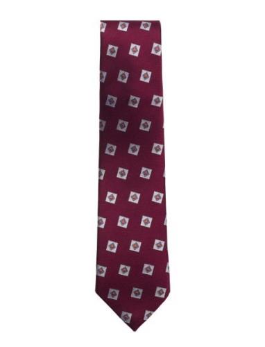 AN IVY Burgundy Triple Square Silk Tie Burgundy