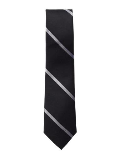 AN IVY Black White League Silk Tie Svart