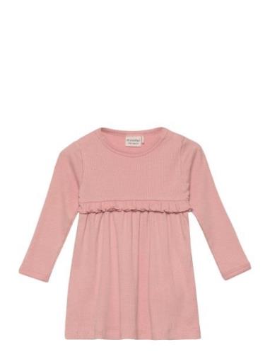 Minymo Dress Ls Rib Rosa