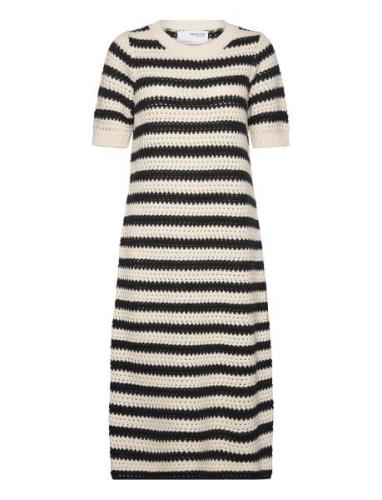 Selected Femme Slfalby Ss Long Knit Dress Kräm