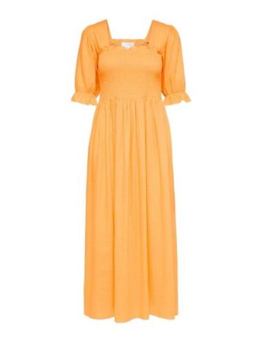 Selected Femme Slfjuana-Ulrikke 2/4 Smock Ankle Dress B Orange