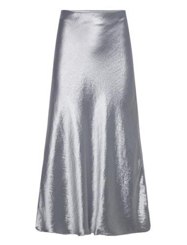 Selected Femme Slfsilva-Lena Hw Midi Skirt B Silver