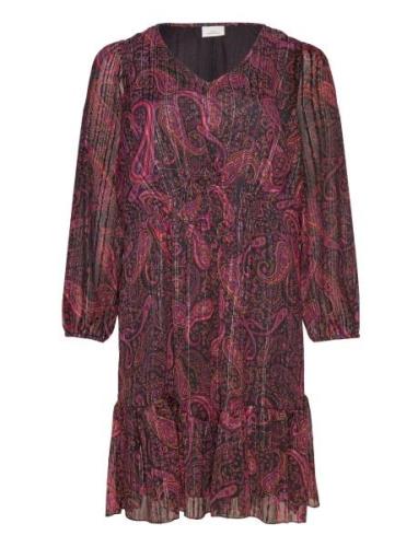 ONLY Carmakoma Carclarie Life L/S V-Neck Dress Aop Rosa