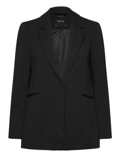 Vero Moda Vmsara Ls Loose Long Single Blazer Boo Svart