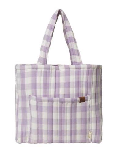 Fabelab Quilted Tote Bag - Lilac Checks Lila