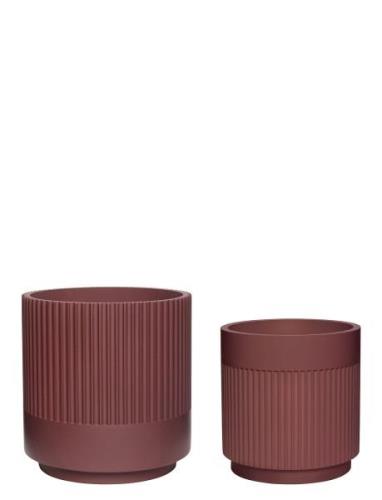 Hübsch Ripple Pots Burgundy