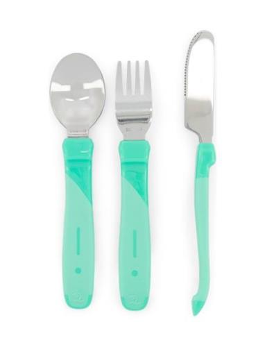 Twistshake Learn Cutlery Stainless Steel 12+M Pastel Green Home Meal T...