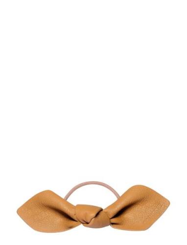 Corinne Leather Bow Big Hair Tie Beige