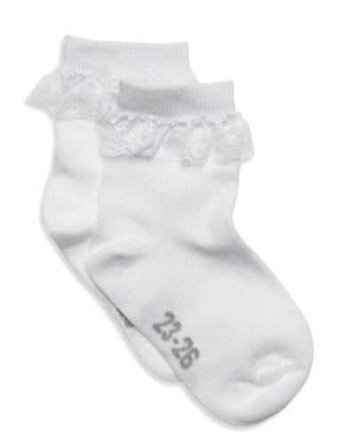 Minymo Ankle Sock W. Lace Vit