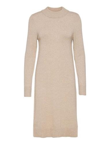 Vila Viril Crew Neck L/S Midi Dress - Noos Beige