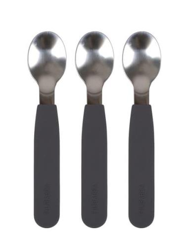 Silic Spoons 3-Pack - St Grey Home Meal Time Cutlery Black Filibabba