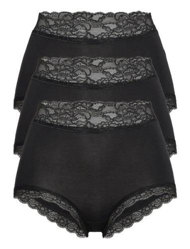 Lindex Brief 3 Pack Emelie Lace High Svart