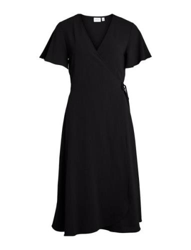 Vila Vilovie S/S Wrap Midi Dress/Su - Noos Svart