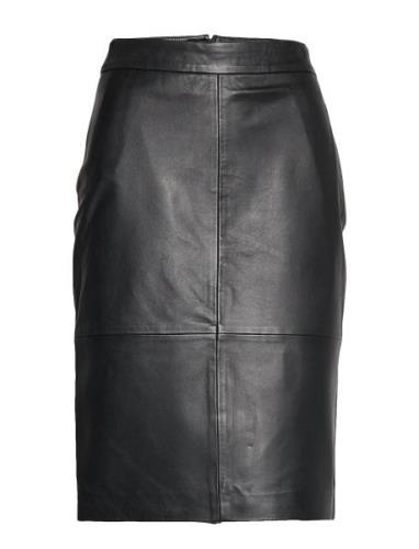 Selected Femme Slfmaily Hw Leather Skirt Noos Svart