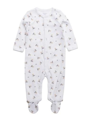 Ralph Lauren Baby Polo Bear Cotton Coverall Vit