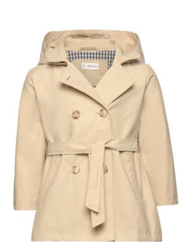 Mango Double-Breasted Trench Coat Beige